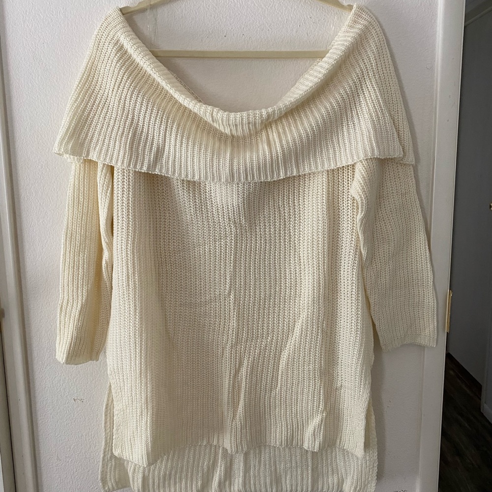 BRAND NEW Charlotte Russe Off The Shoulder Ivory Sweater